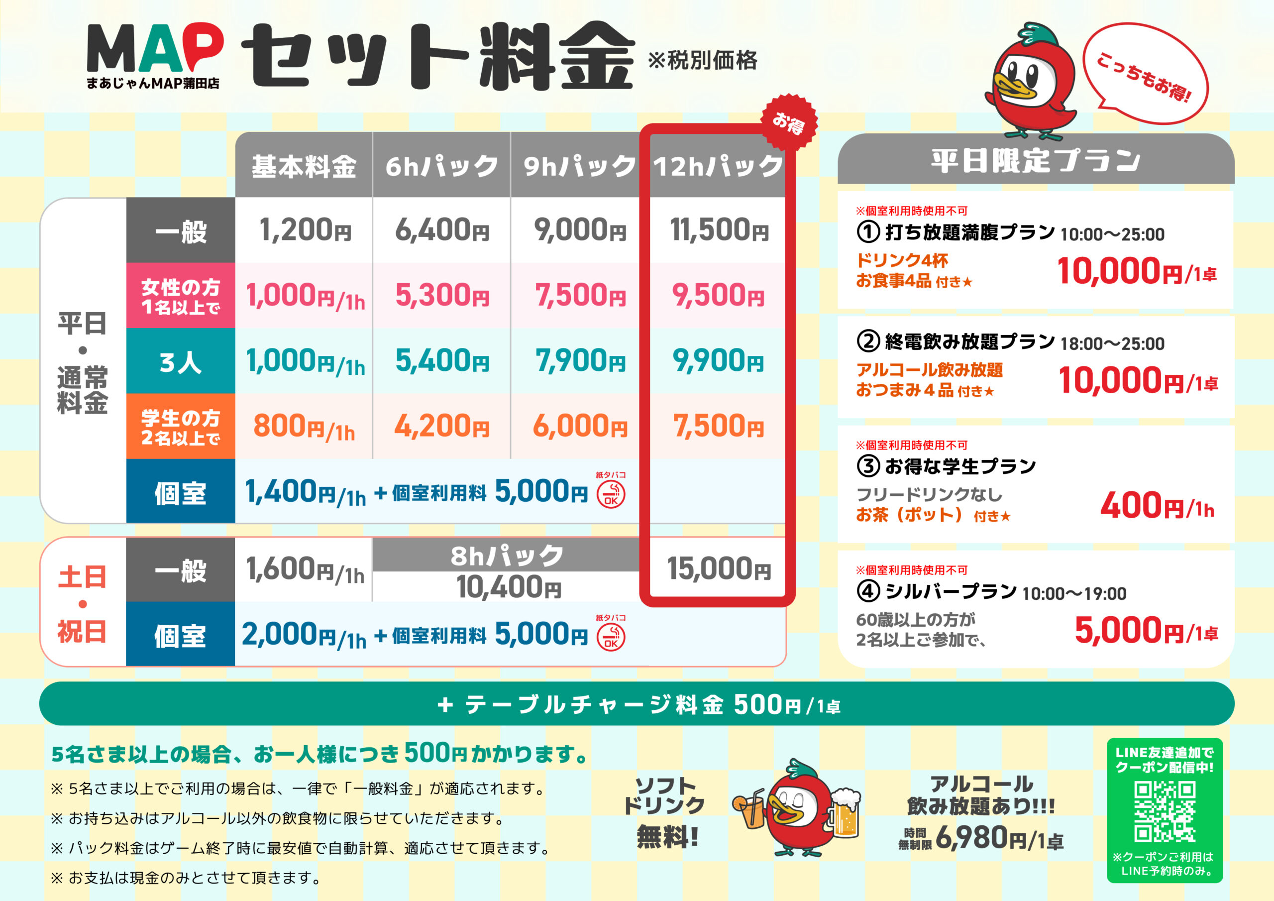 MAP蒲田セット料金一覧