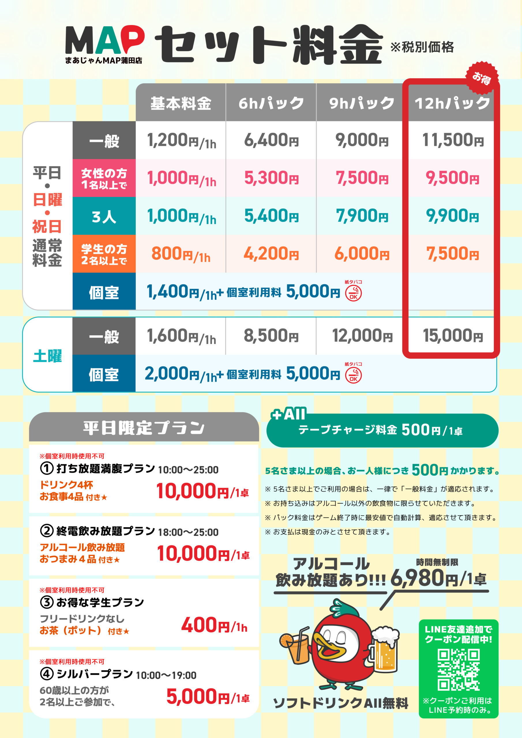 MAP蒲田セット料金一覧